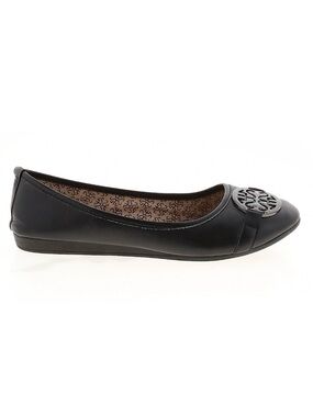HARBORSIDES Memory Foam Leather Black Ballet Flat with Decorative Medallion